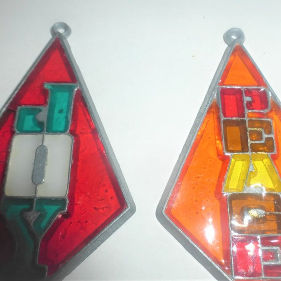 JW2 Vintage CHRISTMAS TREE ORNAMENTS Stained Glass Ornament Tree Dove Peace - Picture 3 of 6